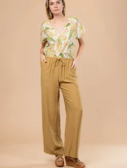 Pantalon large effet froissé