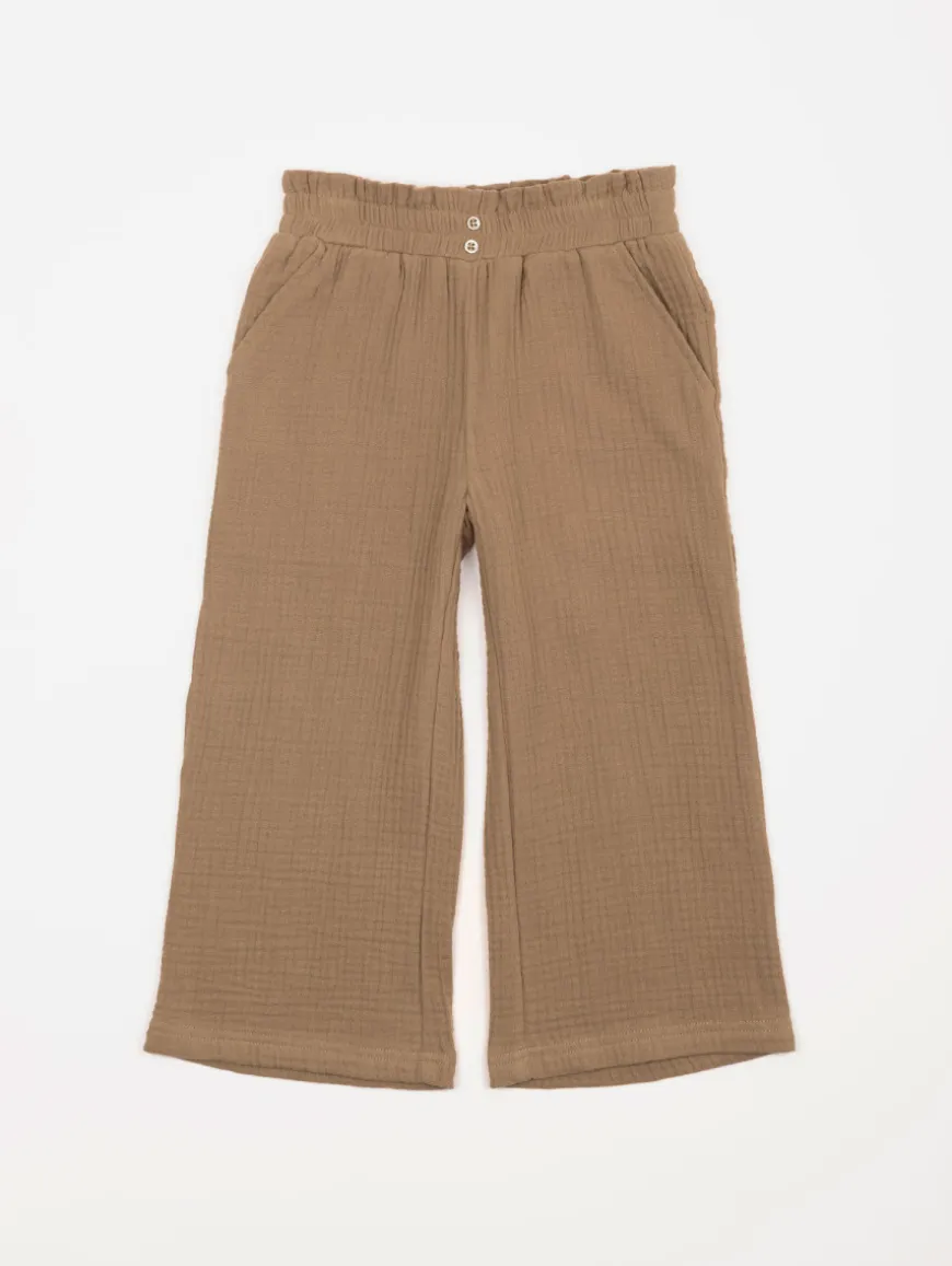 Pantalon large gaze de coton