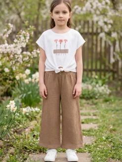 Pantalon large gaze de coton