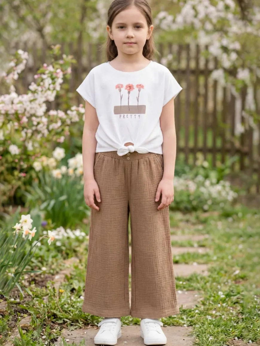 Pantalon large gaze de coton
