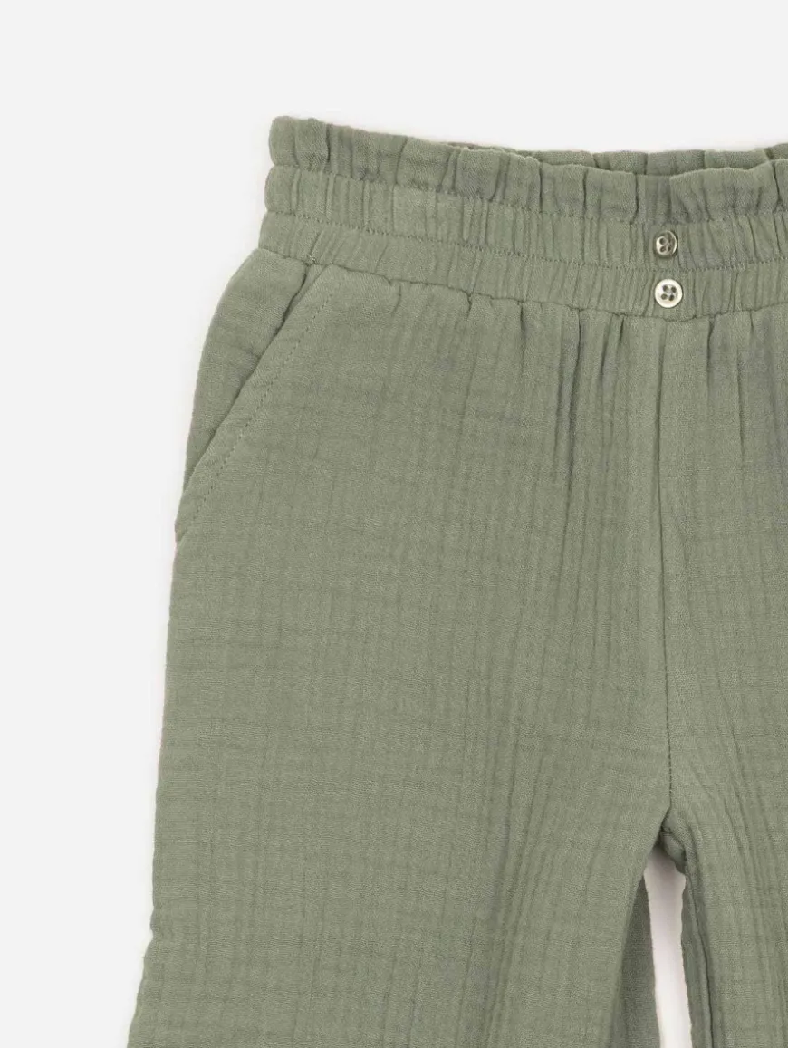 Pantalon large gaze de coton