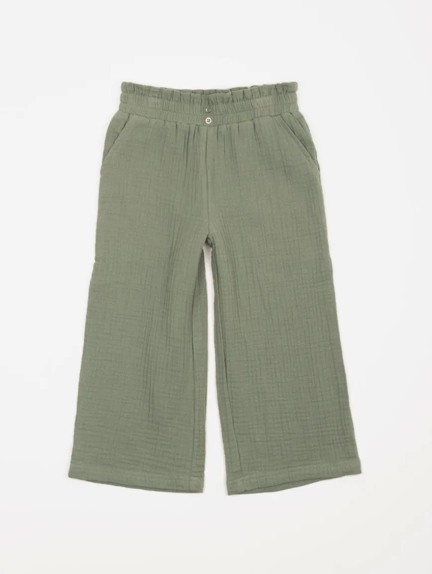 Pantalon large gaze de coton