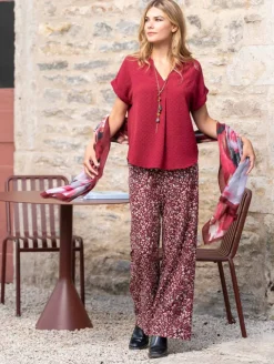 Pantalon large imprimé fleuri