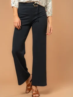 Pantalon large scuba crêpe ceinture