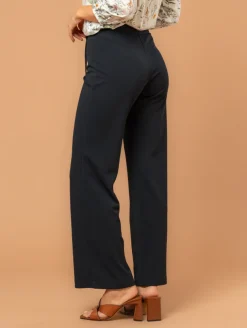 Pantalon large scuba crêpe ceinture