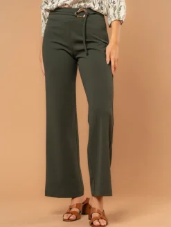 Pantalon large scuba crêpe ceinture