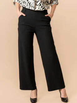 Pantalon large uni crépon