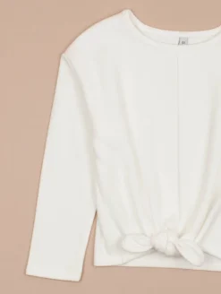 Pull fin fille bas noué