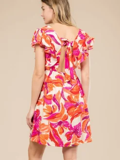 Robe fleurs aquarelle dos noué