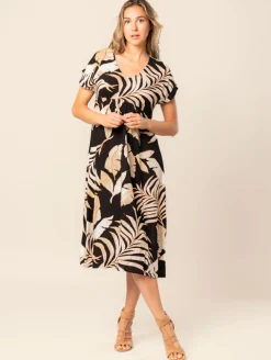 Robe longue imprimé feuillage