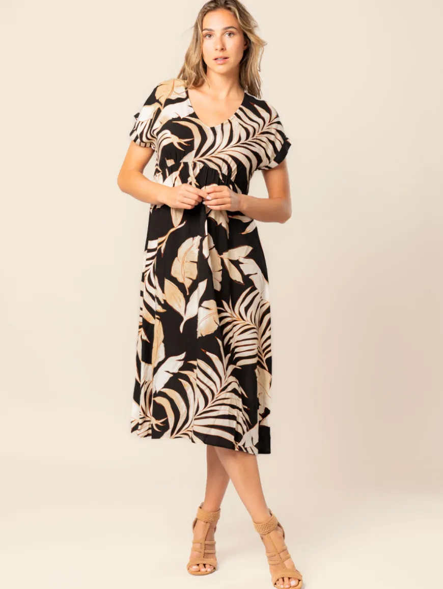 Robe longue imprimé feuillage