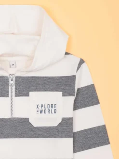 Sweat rayé capuche