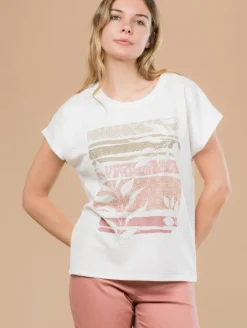 Tee-shirt feuilles maille crépon