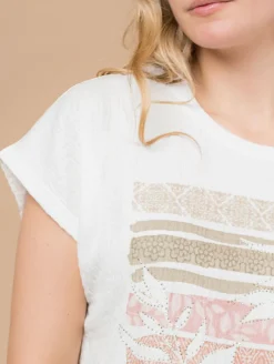 Tee-shirt feuilles maille crépon