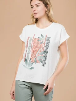 Tee-shirt feuilles maille crépon