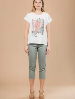 Tee-shirt feuilles maille crépon