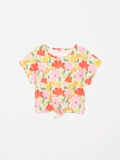 Tee-shirt fleuri bas noué