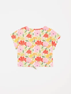 Tee-shirt fleuri bas noué