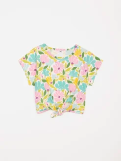 Tee-shirt fleuri bas noué