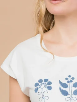 Tee-shirt fleurs brodées