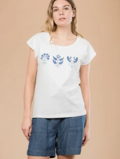 Tee-shirt fleurs brodées