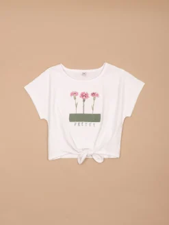 Tee-shirt fleurs fantaisie bas noué