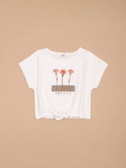 Tee-shirt fleurs fantaisie bas noué