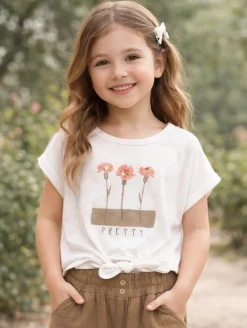 Tee-shirt fleurs fantaisie bas noué