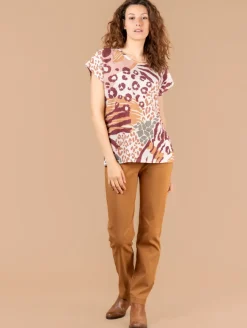 Tee-shirt patchwork léopard strass