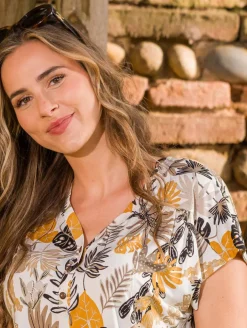 Top fluide imprimé tropical
