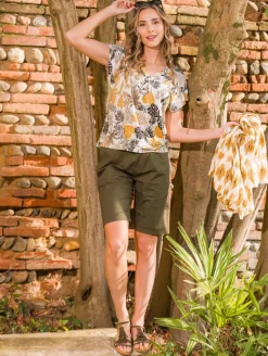 Top fluide imprimé tropical