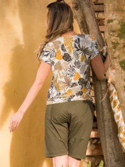 Top fluide imprimé tropical