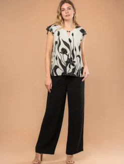 Top imprimé fleuri col bijou