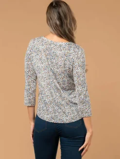 Top imprimé fleuri poches plaquées