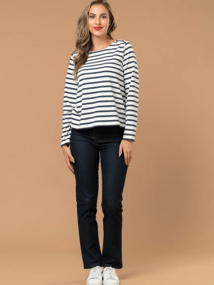 Top maille esprit marinière