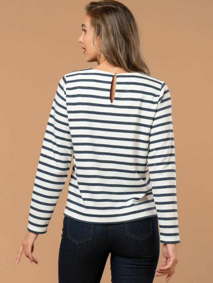 Top maille esprit marinière