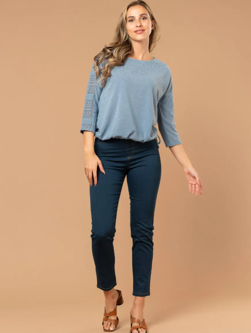 Top maille strass macramé