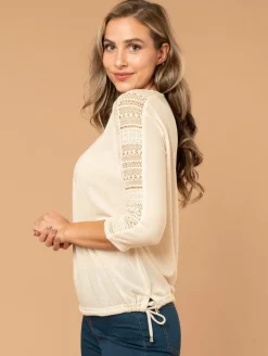 Top maille strass macramé