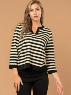 Top maille style marinière fantaisie