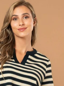 Top maille style marinière fantaisie