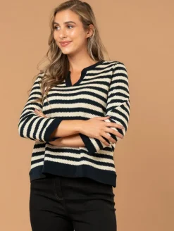 Top maille style marinière fantaisie