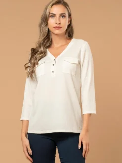 Top poches maille fantaisie