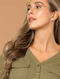Top poches maille fantaisie