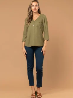 Top poches maille fantaisie