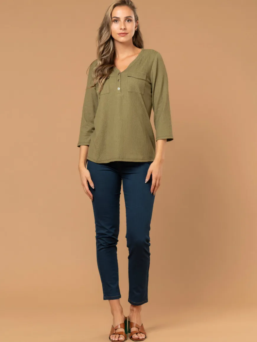 Top poches maille fantaisie