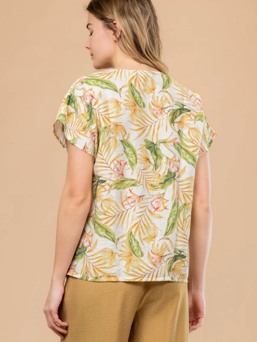 Top texturé feuillage