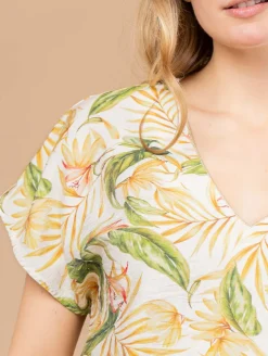 Top texturé feuillage