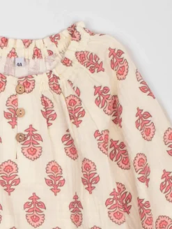 Tunique fleurs gaze de coton